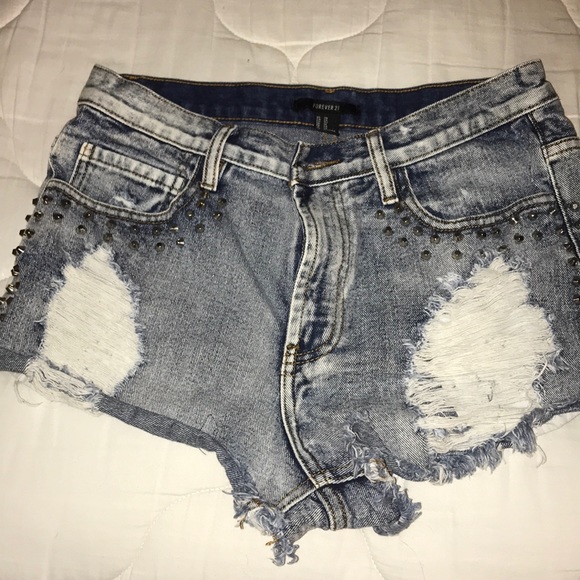 Studded Jean Shorts - Picture 1 of 4